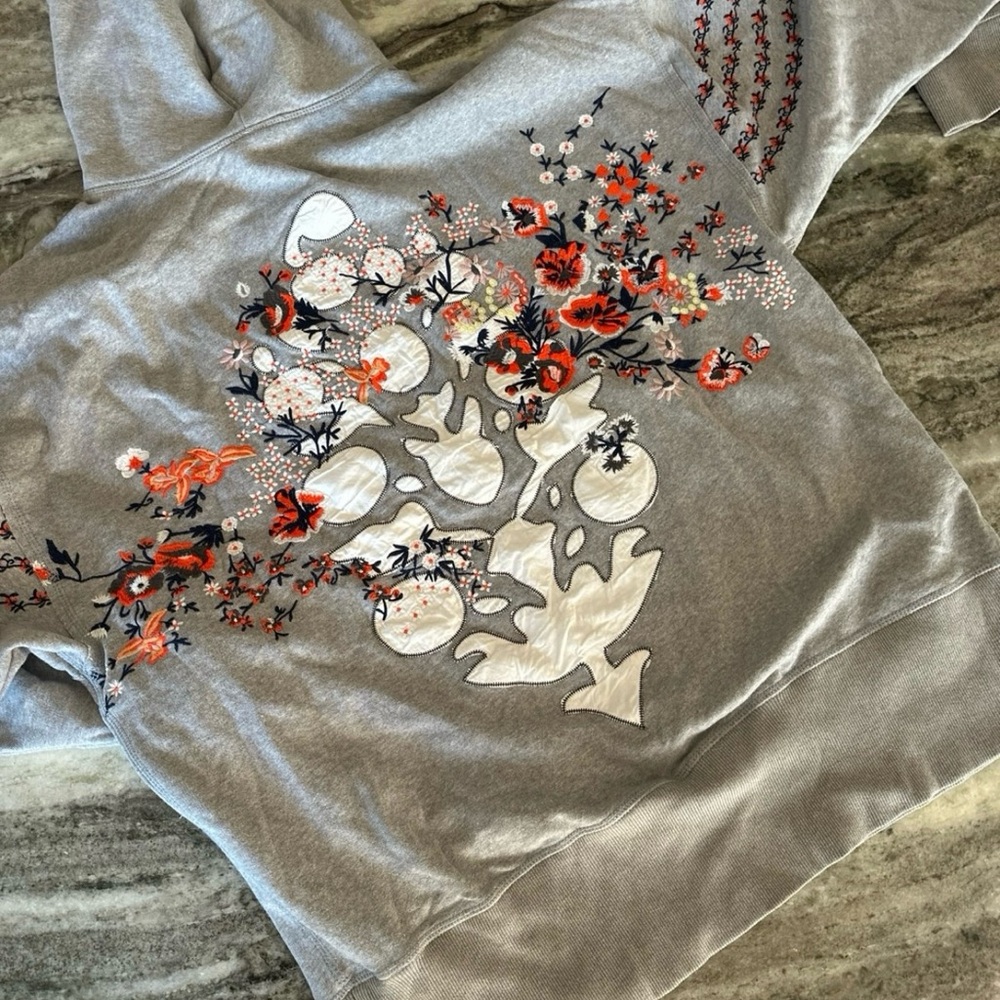 NWOT- FP At my best embroidered hoodie! Size M - Grey in color - Picture 4 of 8